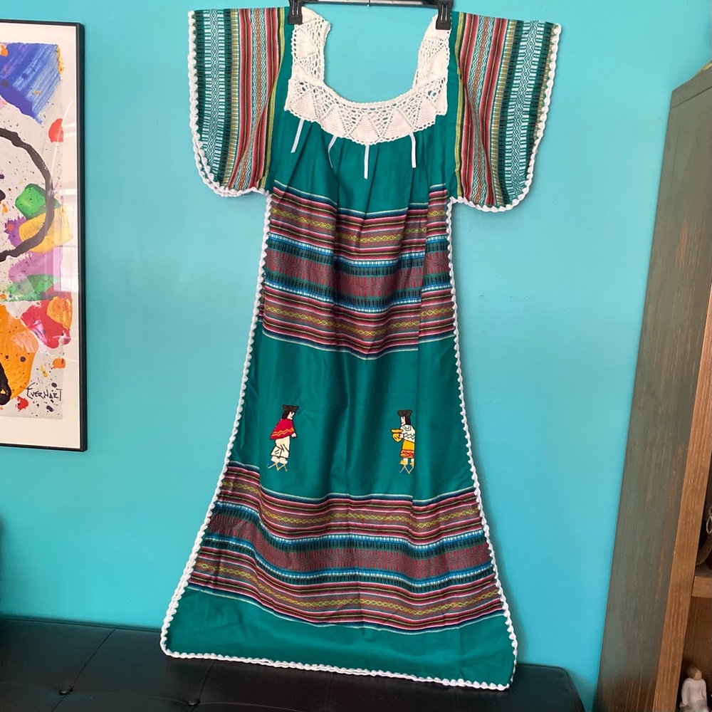 Equator Handmade 100% Wool Dress Folk Art XL